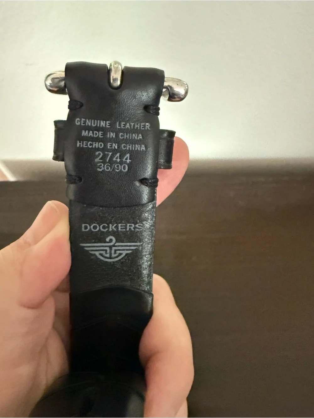 Dockers Black Leather Belt with Silver Buckle